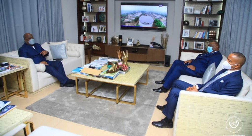 Félix Tshisekedi recevant Jean-Pierre Bemba et Moise Katumbi