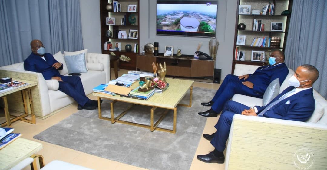 Félix Tshisekedi recevant Jean-Pierre Bemba et Moise Katumbi