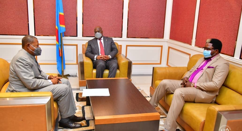 Lambert Mende Omalanga reçu par Félix Tshisekedi