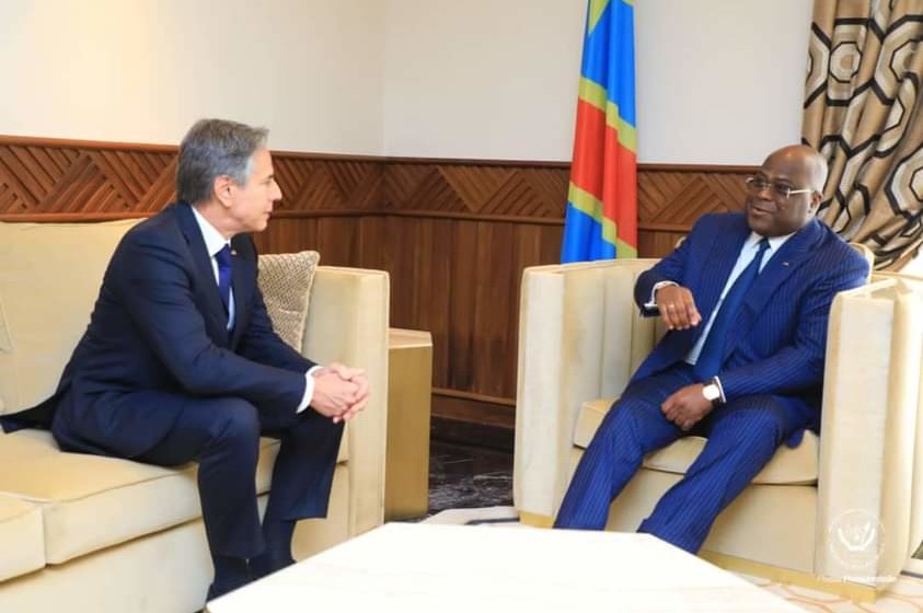 fatshi-blinken Félix Tshisekedi et Anthony Blinken en tête à tête au palais présidentiel du Mont-Ngaliema