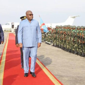 Le président Félix Tshisekedi à la base militaire de Kitona