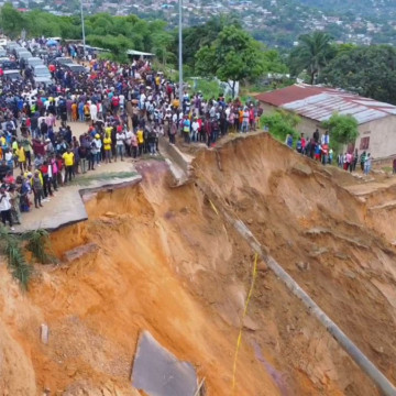 Route nationale RN1 coupée à Matadi Kibala
