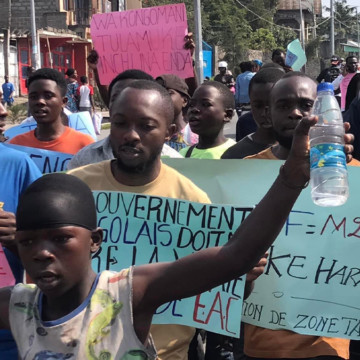 Manifestation contre la force régionale de l'EAC à Goma