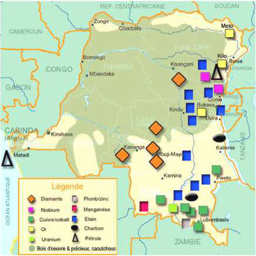 Carte minière de la RDC