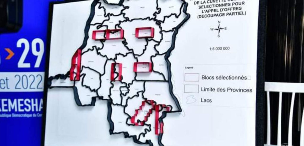 Carte des blocs pétroliers et gaziers de la RDC